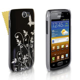 YouSave Samsung Galaxy W i8150 Black And Silver Butterfly Hard Case