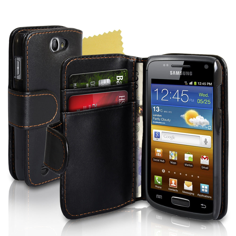 YouSave Samsung Galaxy W i8150 Black Leather Effect Wallet Case
