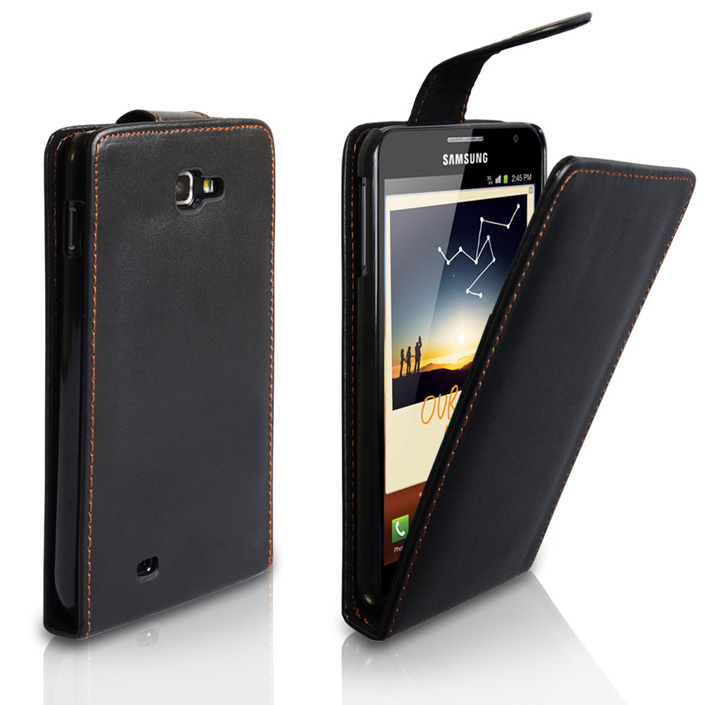 YouSave Accessories Samsung Galaxy Note Black Leather Effect Flip Case