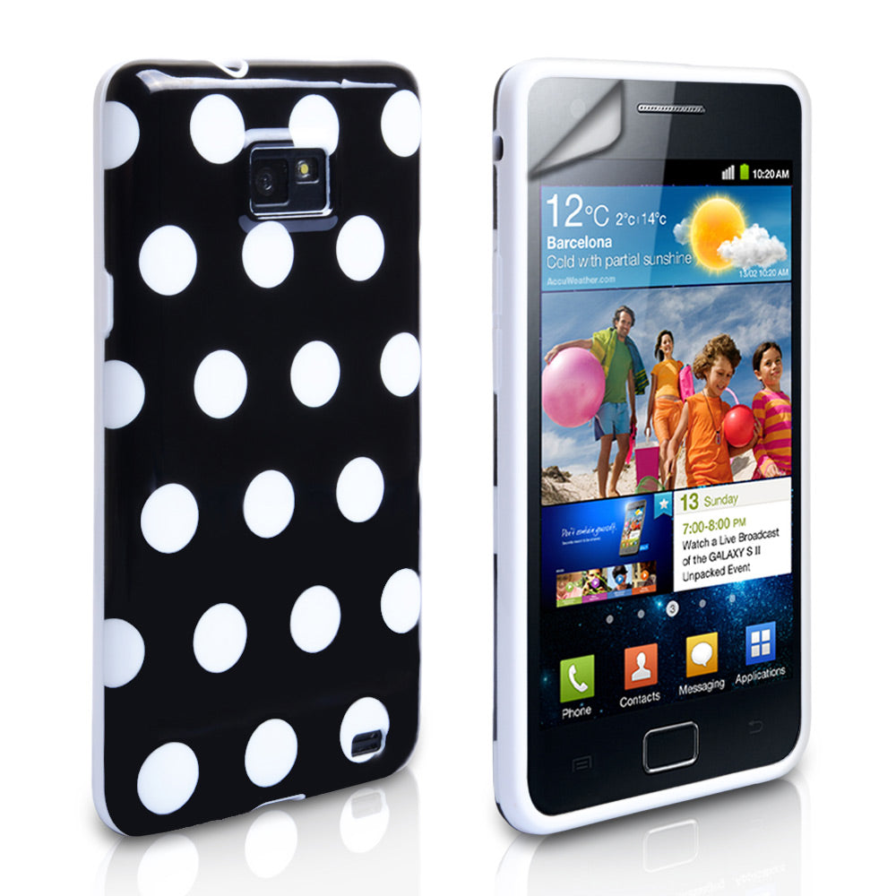 YouSave Accessories Samsung Galaxy S2 Black Polka Dot Gel Case