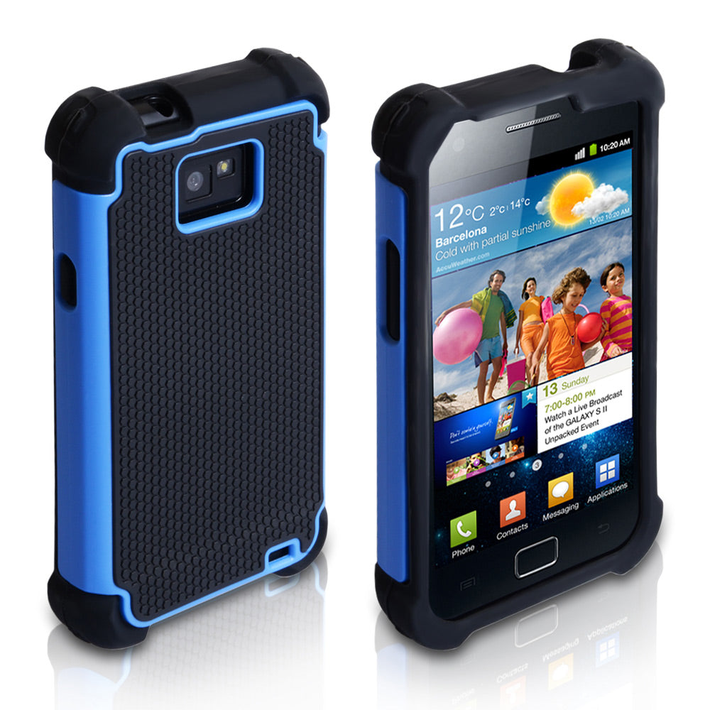 YouSave Samsung Galaxy S2 Dual Combo Grip Case - Black-Blue