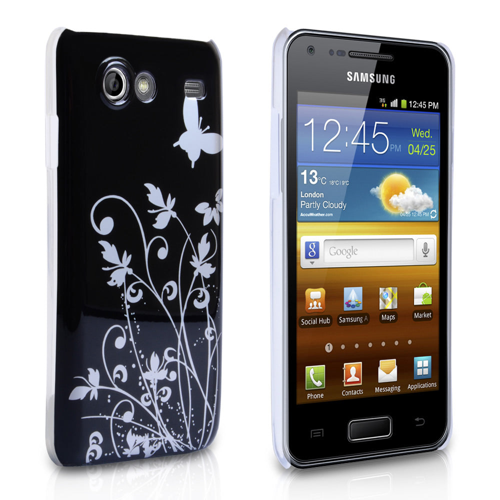 YouSave Samsung Galaxy S Advance Black Butterfly IMD Hard Case