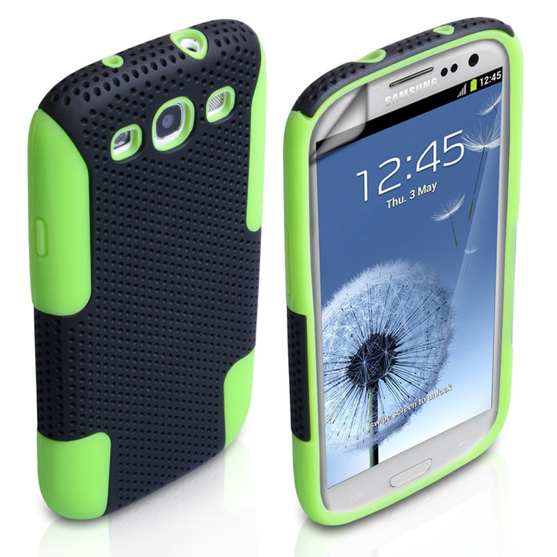 YouSave Samsung Galaxy S3 Dual Combo Mesh Case - Black/Green