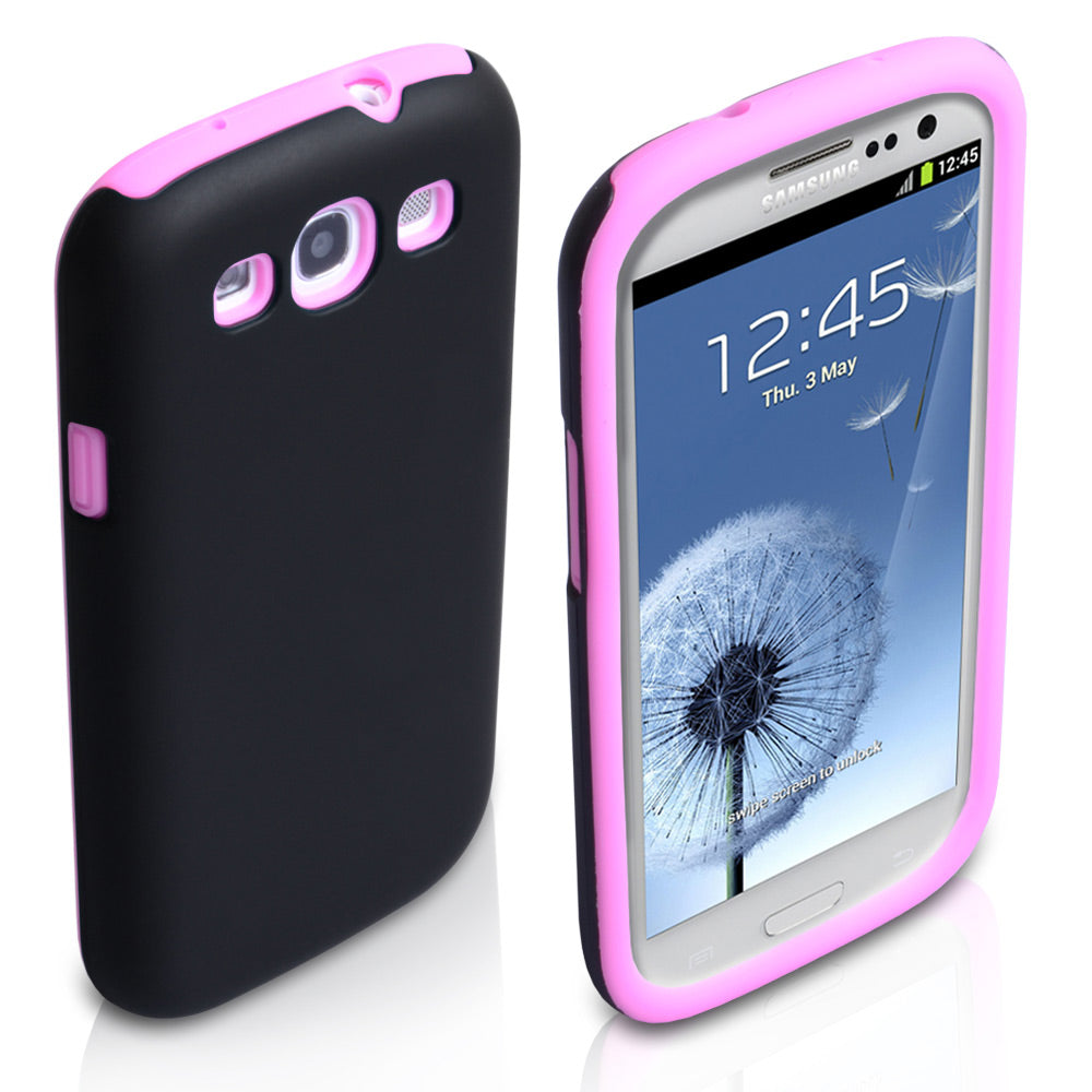 YouSave Accessories Samsung Galaxy S3 Dual Combo Case - Black/Pink 