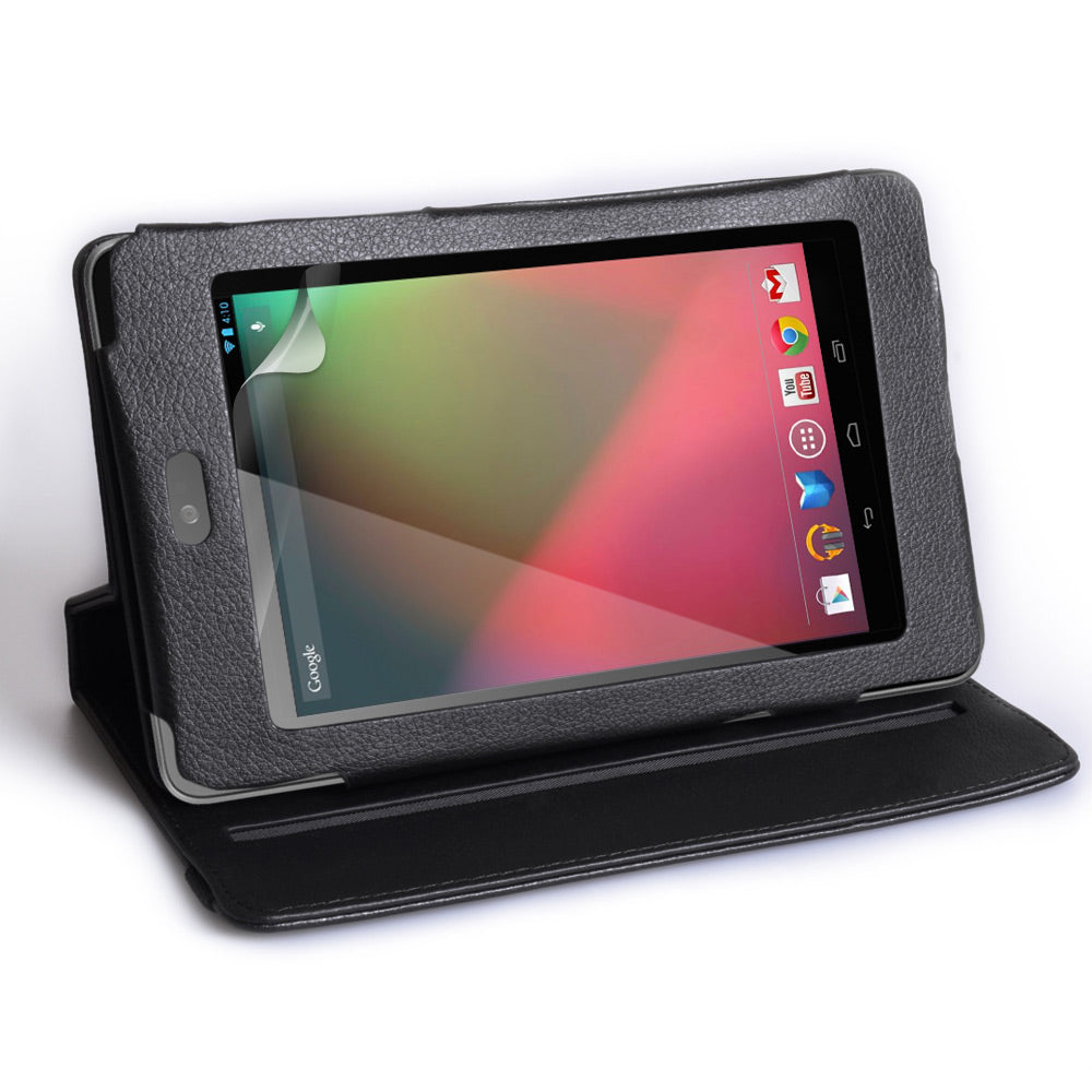 Caseflex Nexus 7 Textured Faux Leather 360 Rotating Stand Case - Black
