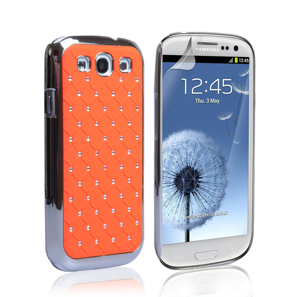 YouSave Accessories Samsung Galaxy S3 Jewel Hard Case Chrome-Orange