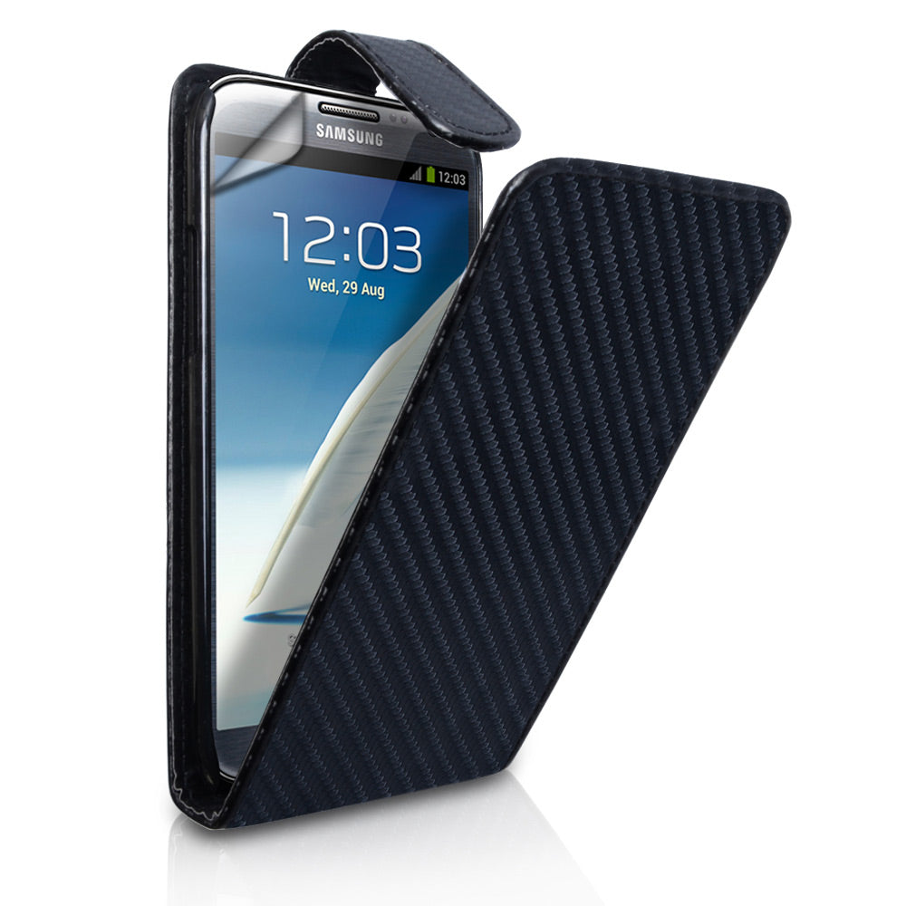 YouSave Accessories Samsung Galaxy Note 2 Carbon Fibre Flip Case Black