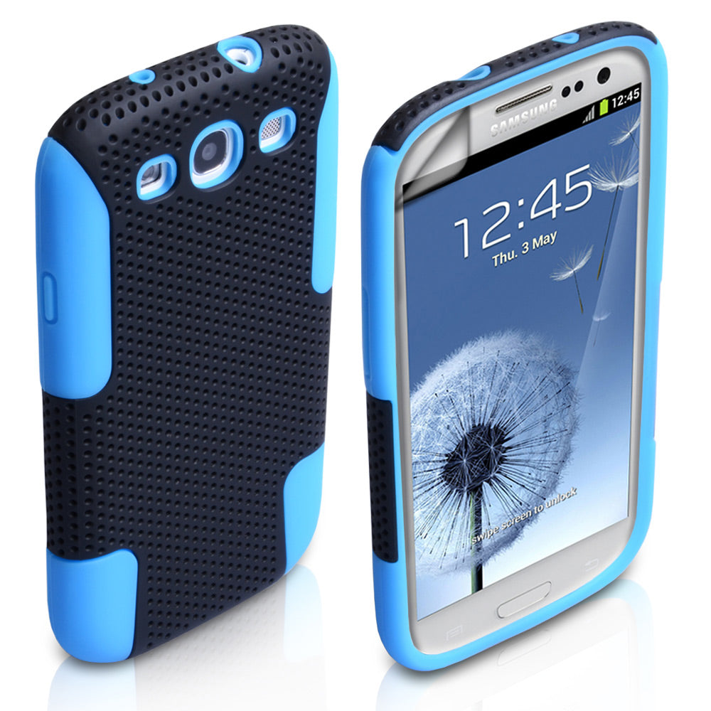 YouSave Samsung Galaxy S3 Dual Combo Mesh Case - Black/Blue