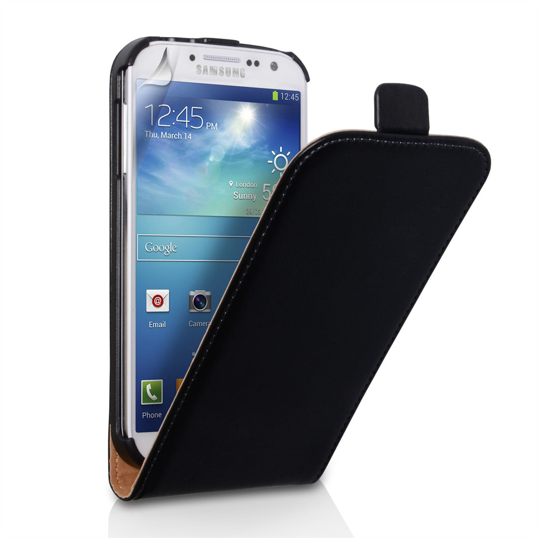 Caseflex Samsung Galaxy S4 Real Leather Black Flip Case 