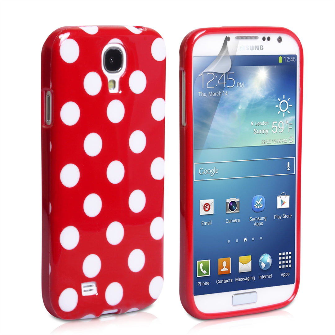 YouSave Samsung Galaxy S4 Polka Dot Silicone Gel Case - Red