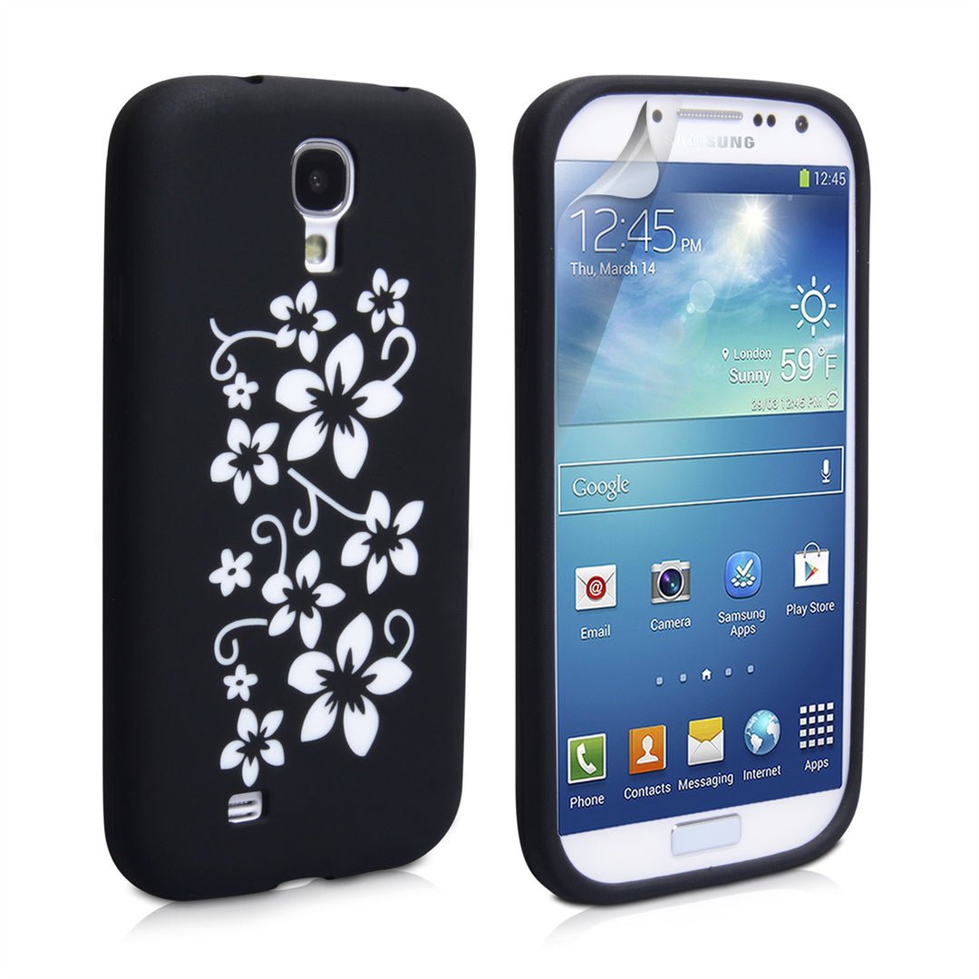 YouSave Accessories Samsung Galaxy S4 Floral Silicone Gel Case - Black