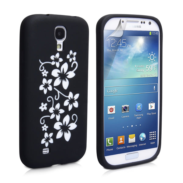 YouSave Accessories Samsung Galaxy S4 Floral Silicone Gel Case - Black