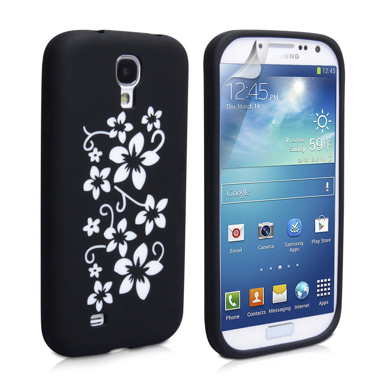 YouSave Accessories Samsung Galaxy S4 Floral Silicone Gel Case - Black