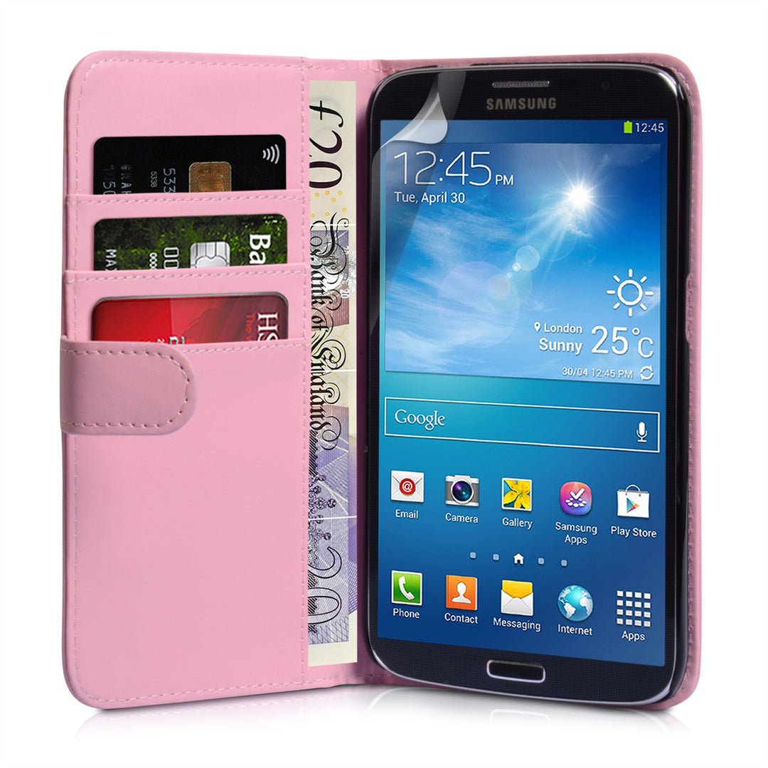 YouSave Samsung Galaxy Mega 6.3 Leather Effect Wallet Case - Baby Pink