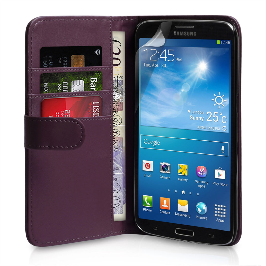 YouSave Samsung Galaxy Mega 6.3 Leather Effect Wallet Case - Purple