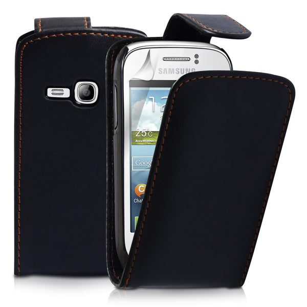 YouSave Samsung Galaxy Young Black Leather Effect Flip Case 