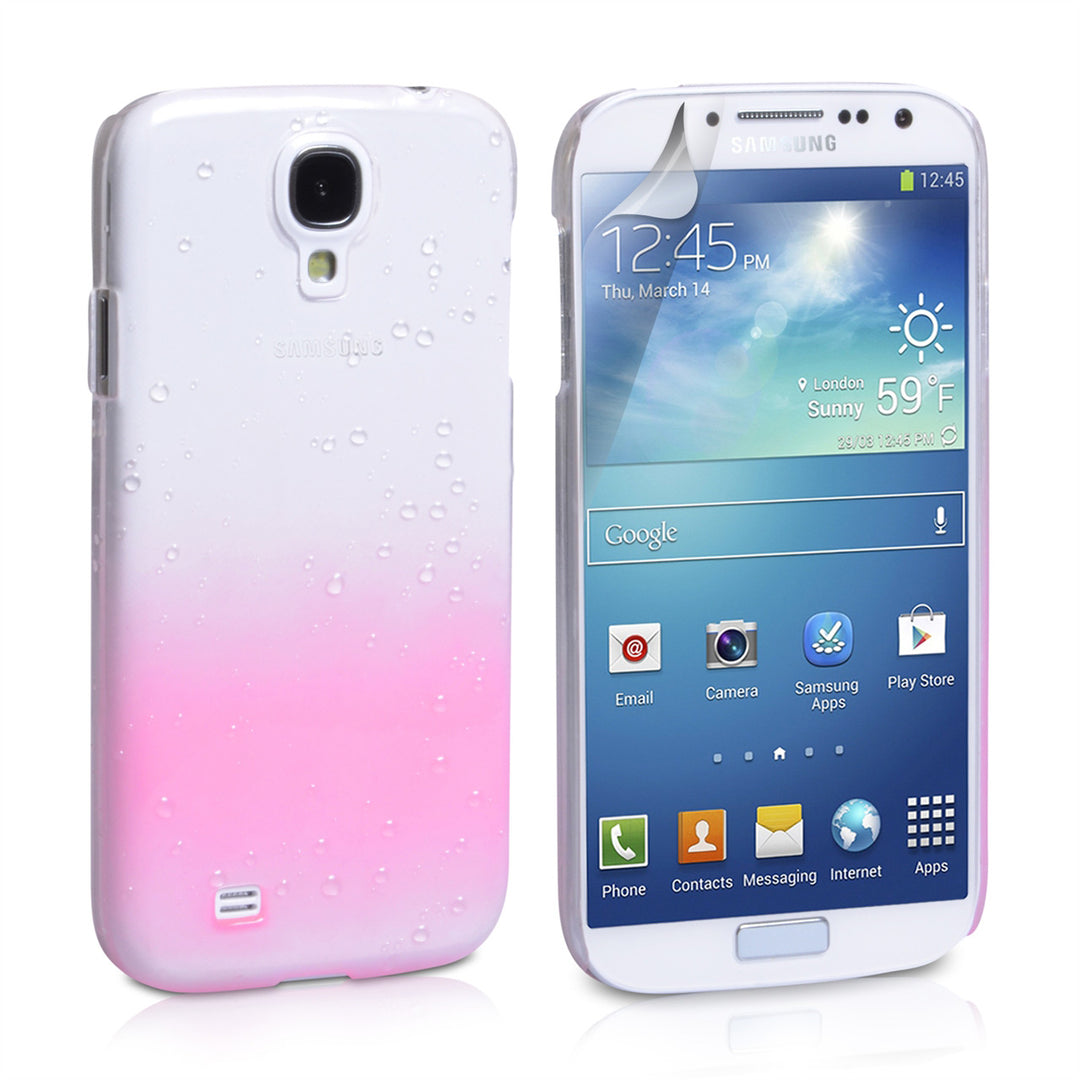 YouSave Samsung Galaxy S4 Raindrop Hard Case - Baby Pink/Clear