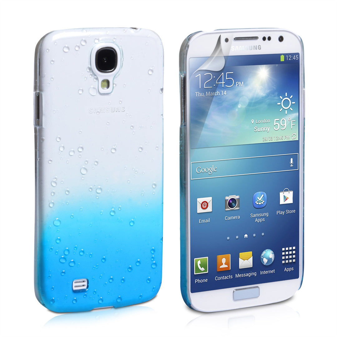 YouSave Accessories Samsung Galaxy S4 Raindrop Hard Case Blue/Clear