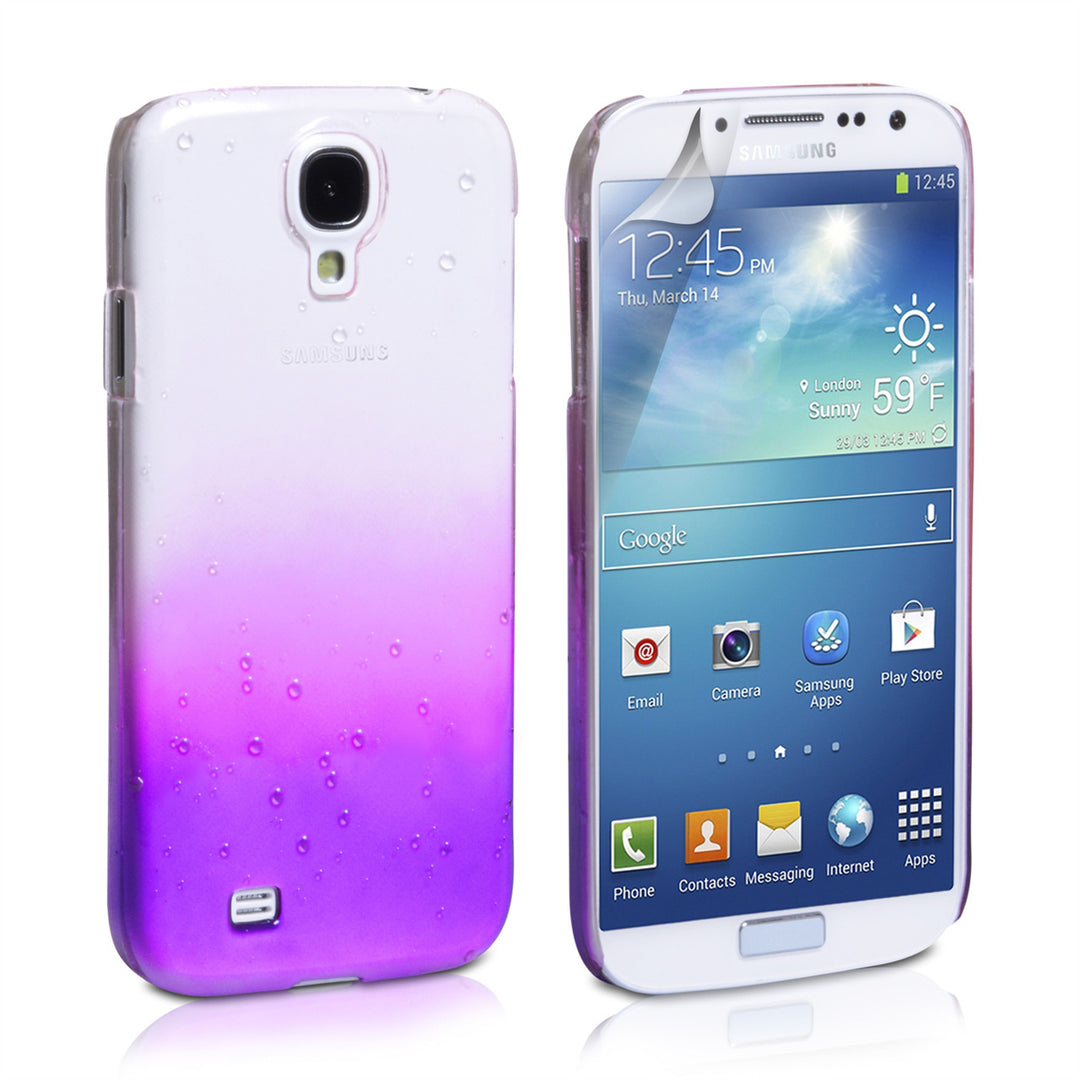 YouSave Samsung Galaxy S4 Raindrop Hard Case - Purple/Clear