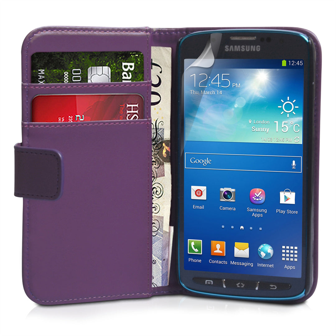 YouSave Samsung Galaxy S4 Active Leather Effect Wallet Case - Purple