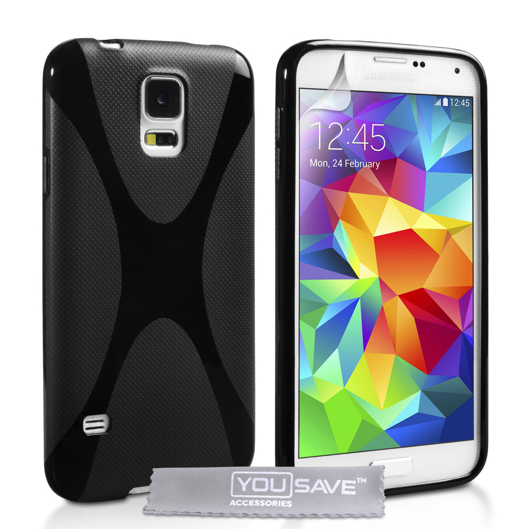 YouSave Accessories Samsung Galaxy S5 Silicone Gel X-Line Case - Black