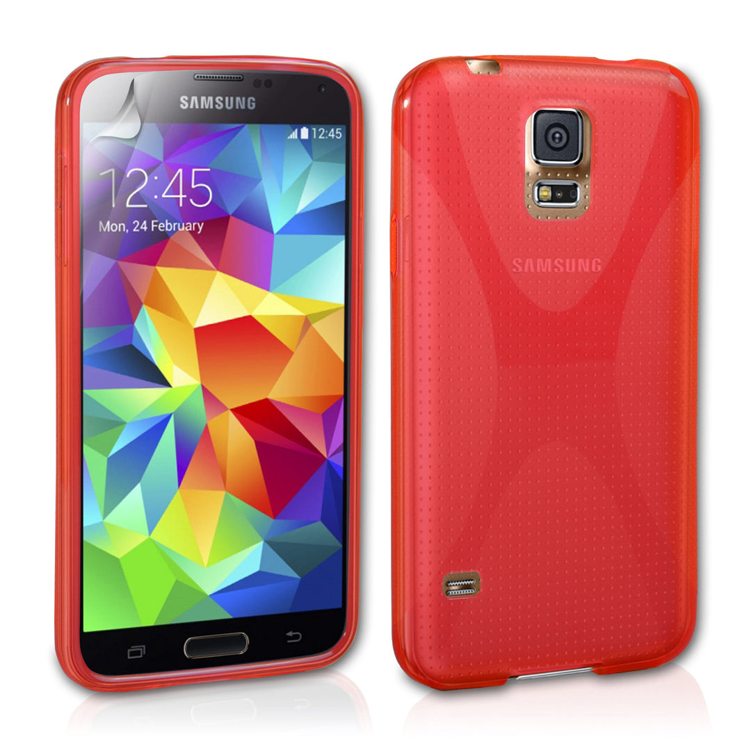 YouSave Accessories Samsung Galaxy S5 Silicone Gel X-Line Case - Red
