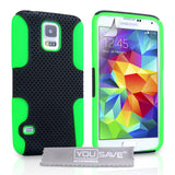 YouSave Samsung Galaxy S5 Tough Mesh Combo Silicone Case - Green-Black