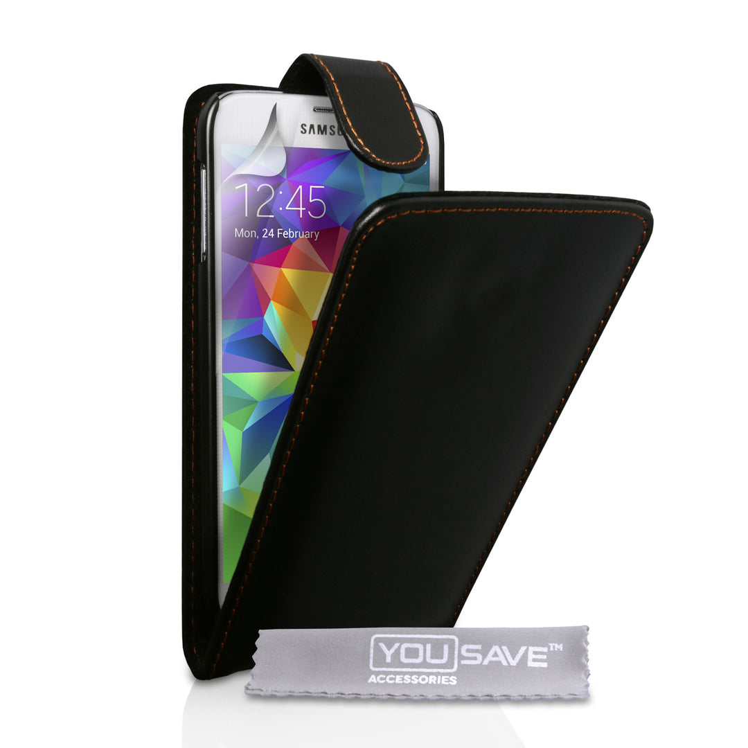 YouSave Accessories Samsung Galaxy S5 Leather-Effect Flip Case - Black