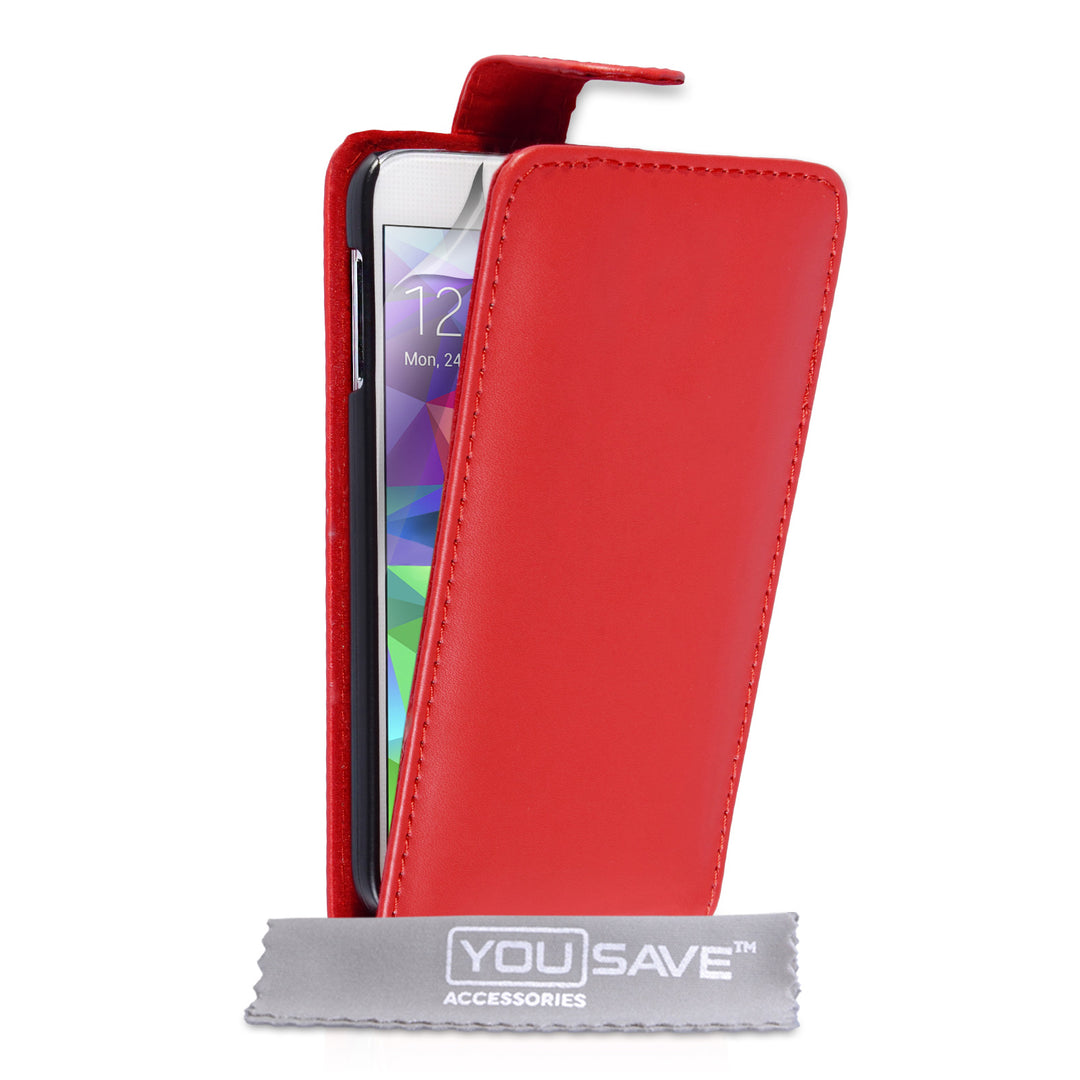 YouSave Accessories Samsung Galaxy S5 Leather-Effect Flip Case - Red