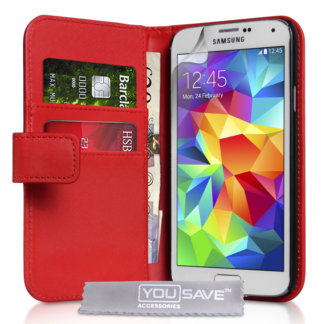 YouSave Accessories Samsung Galaxy S5 Leather-Effect Wallet Case - Red