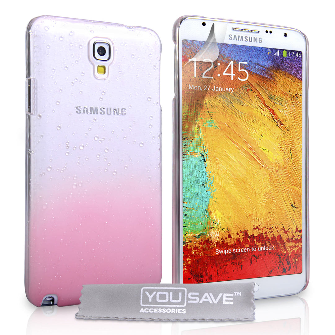 YouSave Samsung Galaxy Note 3 Neo Raindrop Hard Case - Baby Pink-Clear