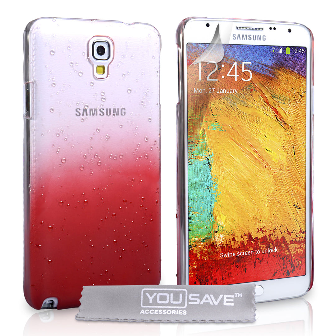 YouSave Samsung Galaxy Note 3 Neo Raindrop Hard Case - Red-Clear