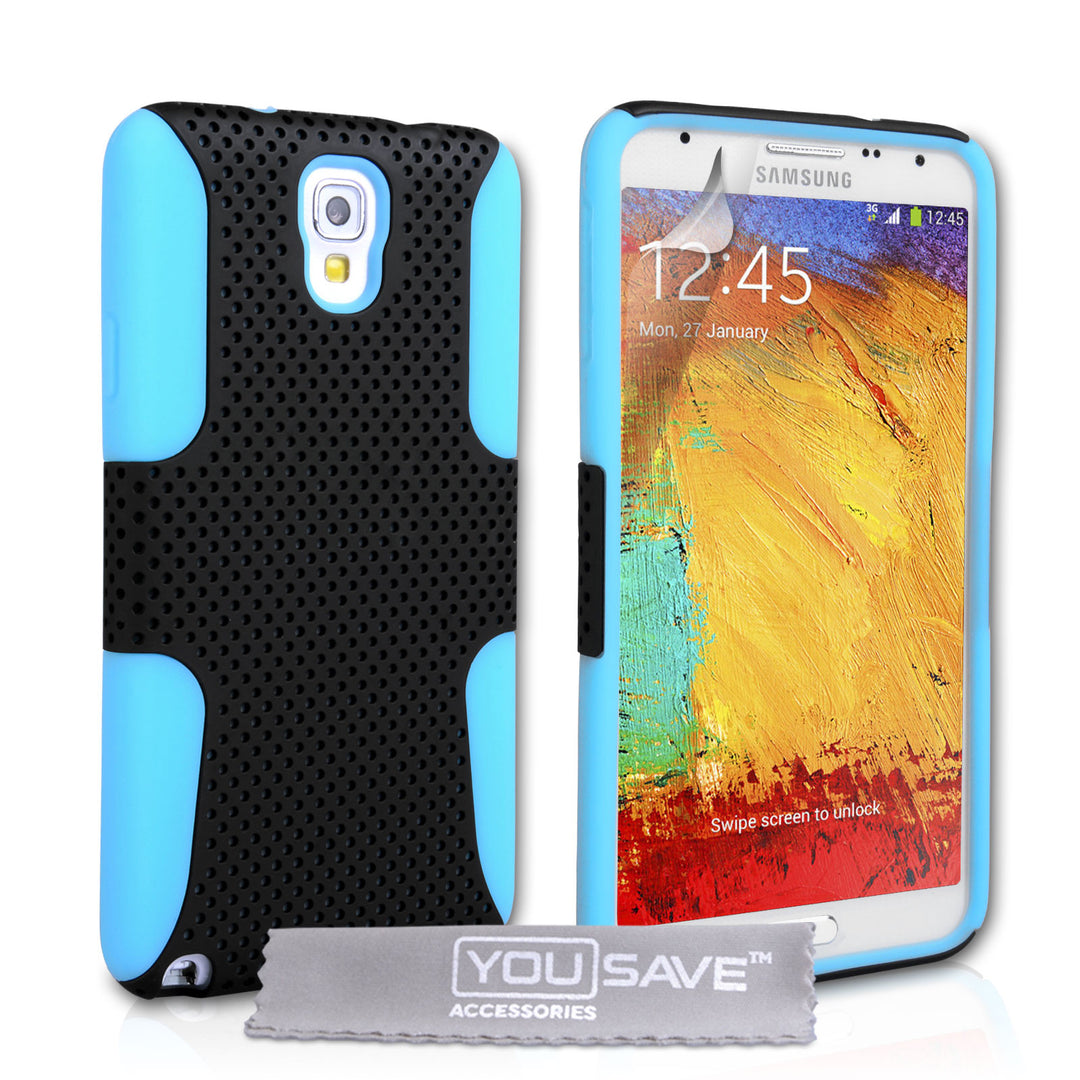 YouSave Samsung Galaxy Note 3 Neo Tough Mesh Combo Silicone Case Blue-Black
