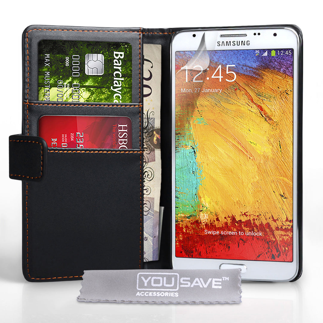 YouSave Samsung Galaxy Note 3 Neo Leather-Effect Wallet Case - Black