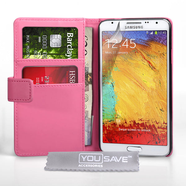 YouSave Samsung Galaxy Note 3 Neo Leather-Effect Wallet Case Hot Pink