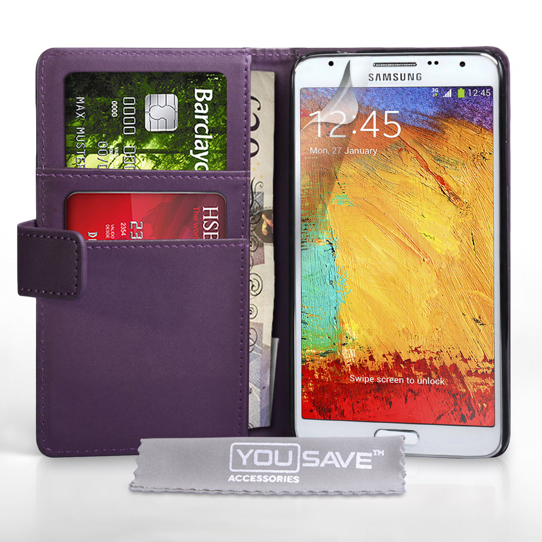 YouSave Samsung Galaxy Note 3 Neo Leather-Effect Wallet Case - Purple