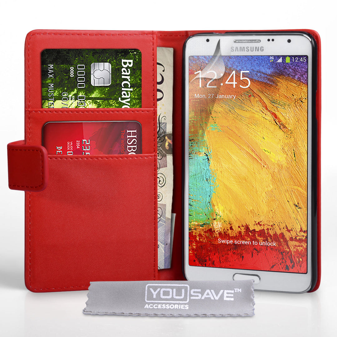 YouSave Samsung Galaxy Note 3 Neo Leather-Effect Wallet Case - Red