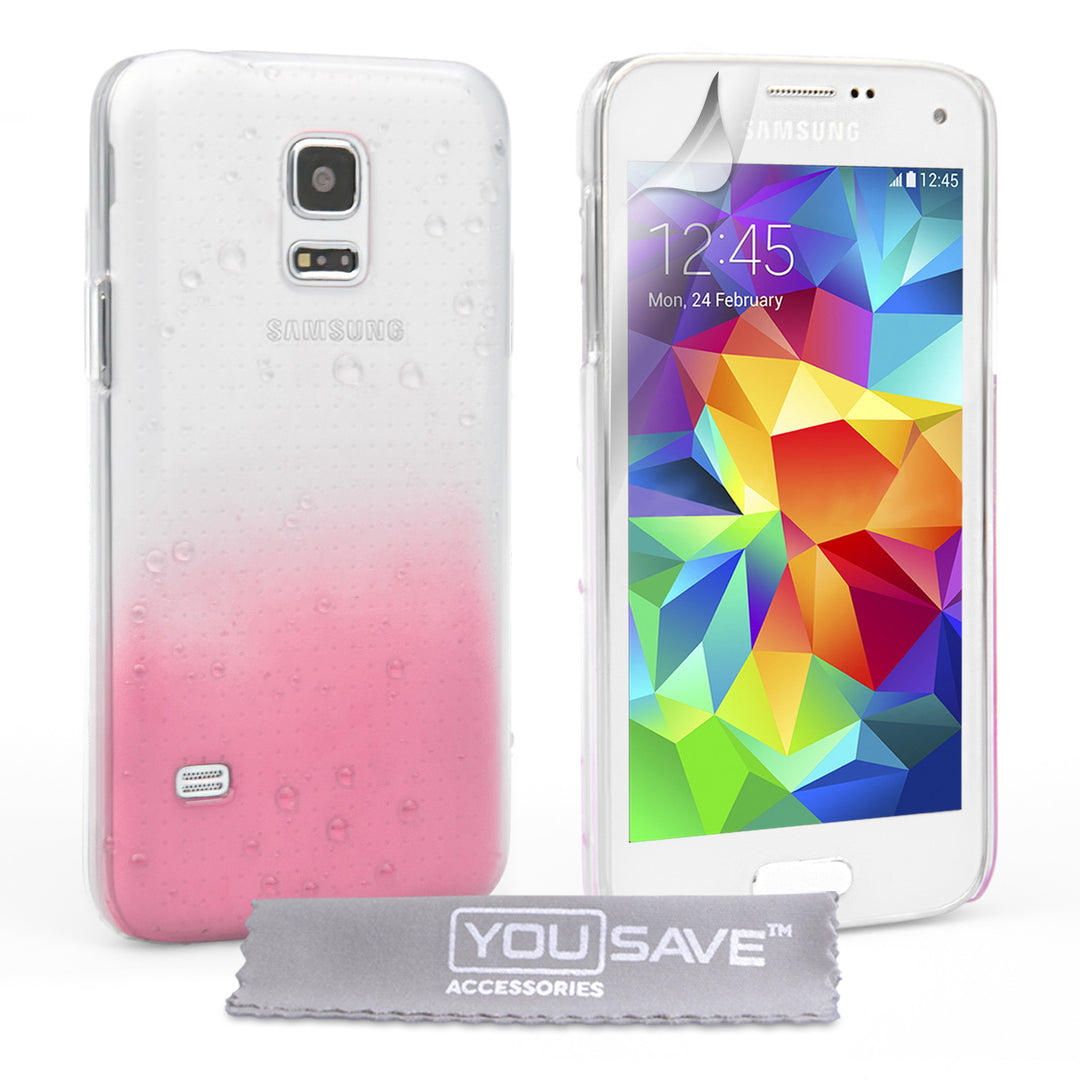 YouSave Samsung Galaxy S5 Mini Raindrop Hard Case - Baby Pink-Clear