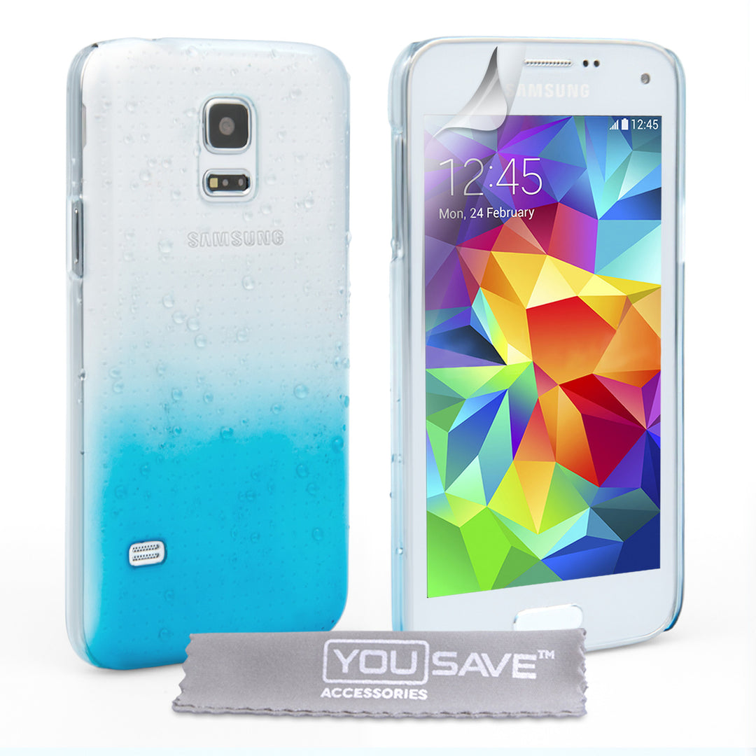 YouSave Samsung Galaxy S5 Mini Raindrop Hard Case - Blue-Clear