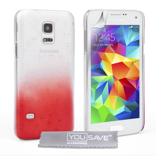 YouSave Samsung Galaxy S5 Mini Raindrop Hard Case - Red-Clear
