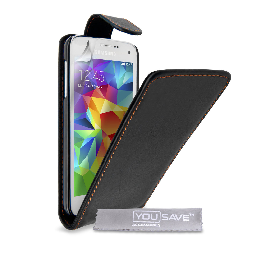 YouSave Samsung Galaxy S5 Mini Leather-Effect Flip Case - Black