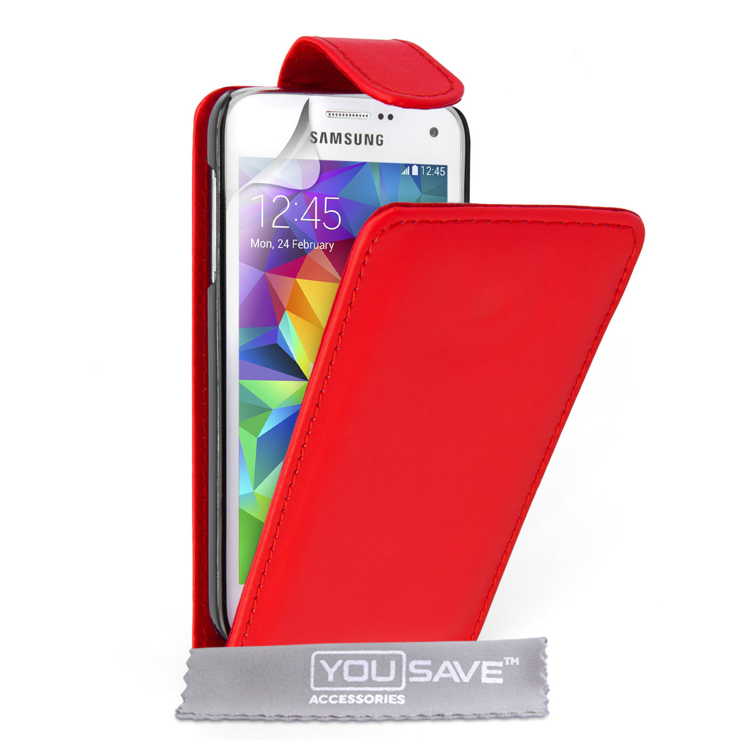 YouSave Samsung Galaxy S5 Mini Leather-Effect Flip Case - Red