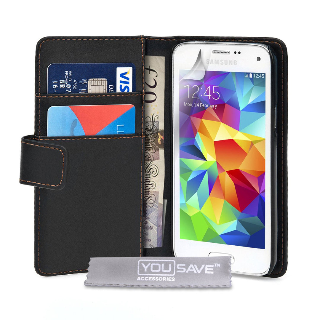 YouSave Samsung Galaxy S5 Mini Leather-Effect Wallet Case - Black