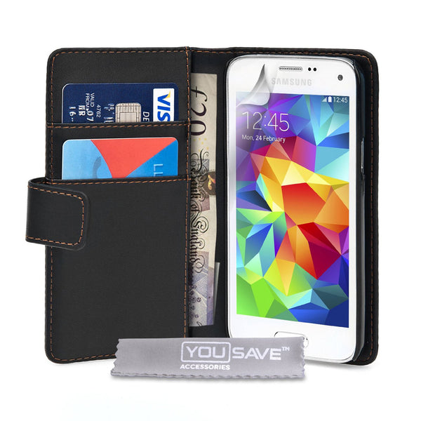 YouSave Samsung Galaxy S5 Mini Leather-Effect Wallet Case - Black