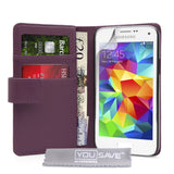 YouSave Samsung Galaxy S5 Mini Leather-Effect Wallet Case - Purple