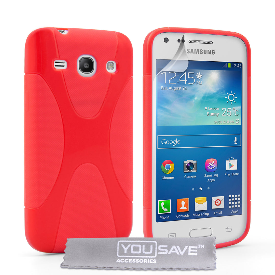 YouSave Samsung Galaxy Core Plus Silicone Gel X-Line Case - Red