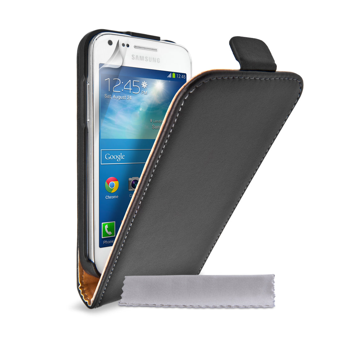 Caseflex Samsung Galaxy Core Plus Real Leather Flip Case - Black