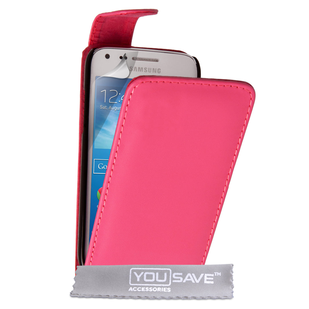 YouSave Samsung Galaxy Core Plus Leather-Effect Flip Case - Hot Pink