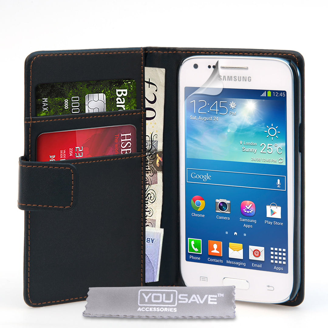 YouSave Samsung Galaxy Core Plus Leather-Effect Wallet Case - Black