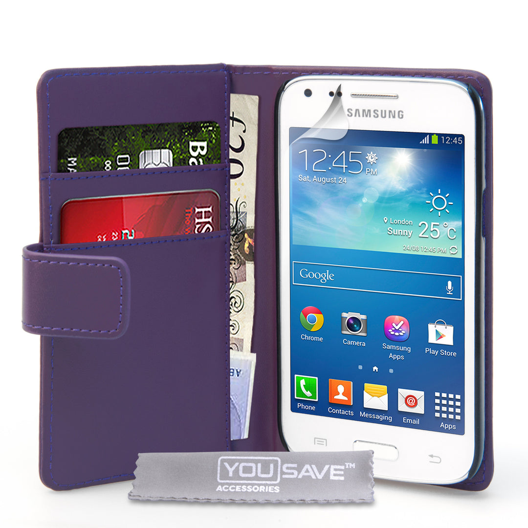 YouSave Samsung Galaxy Core Plus Leather-Effect Wallet Case - Purple
